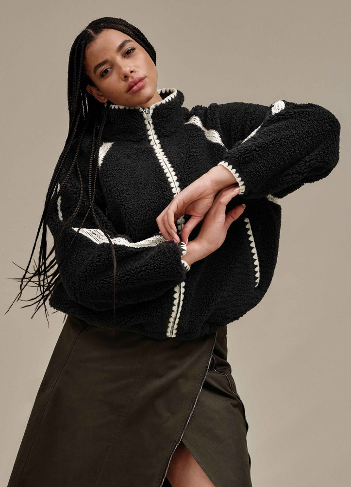 Nikia Crochet UGGFluff Jacket in Black by UGG