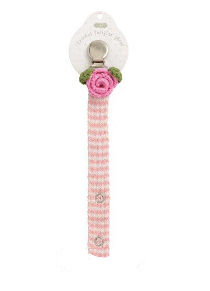 Rose Crochet Paci Clip by Mud Pie