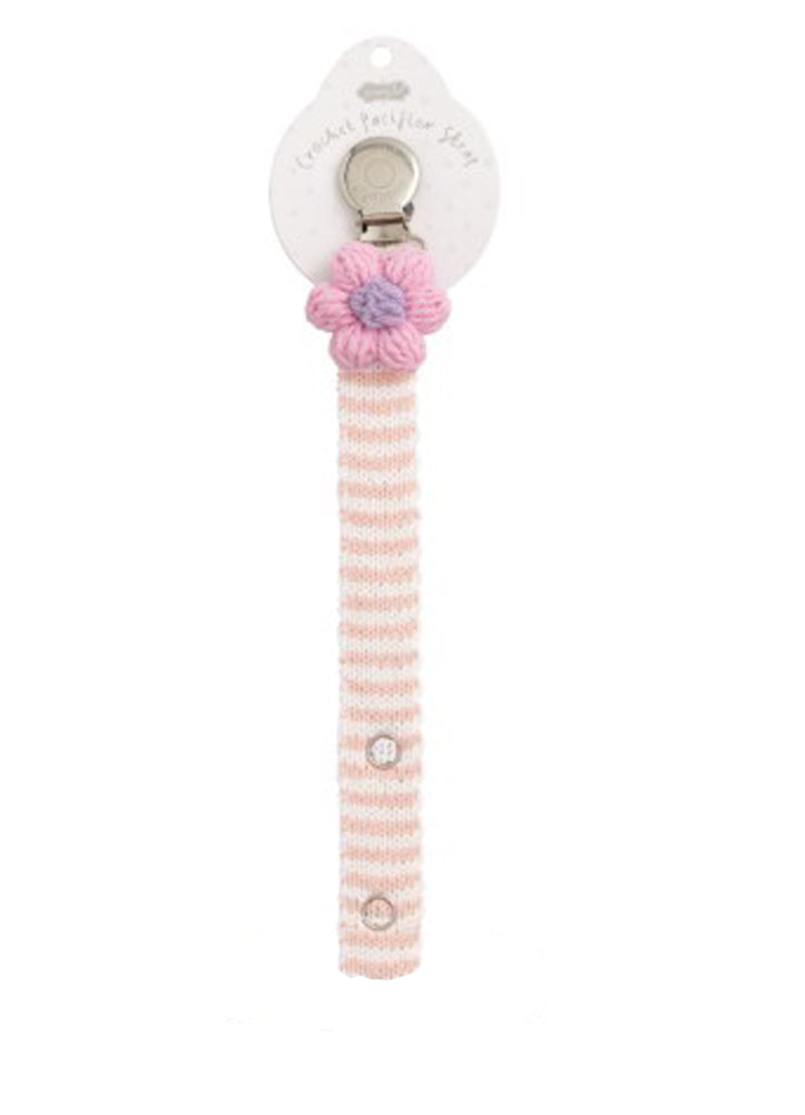 Pink Flower Crochet Paci Clip by Mud Pie