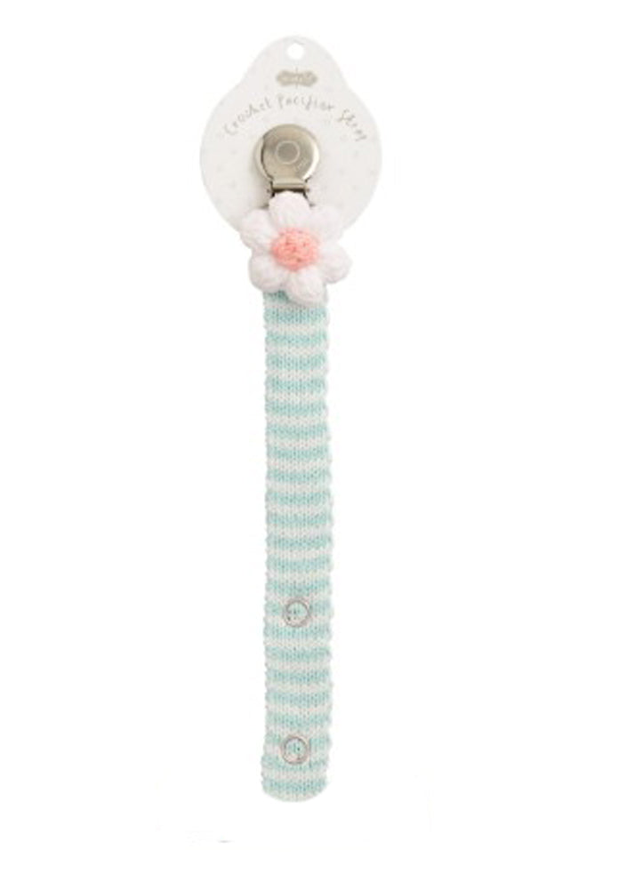 White Flower Crochet Paci Clip by Mud Pie