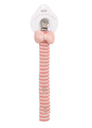 Light Pink Bow Crochet Paci Clip by Mud Pie