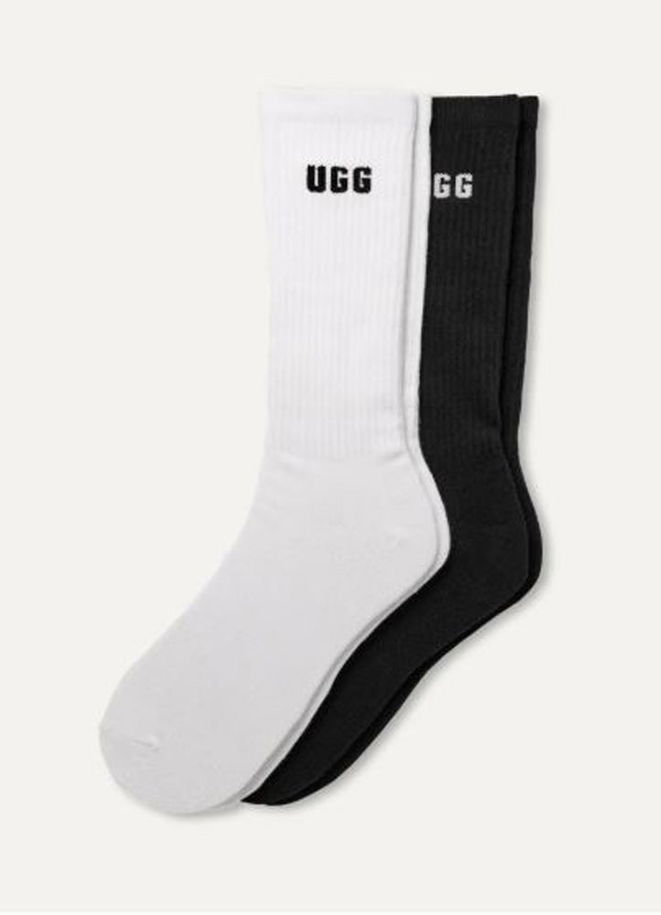 Leander Logo Crew 2 Pack in White/Black by UGG