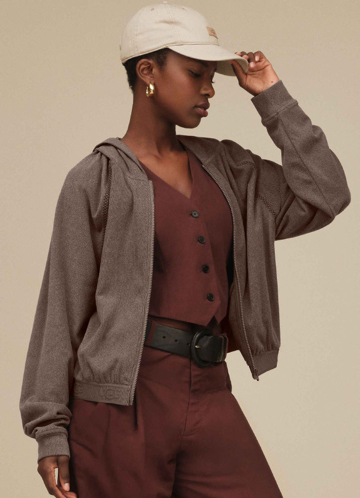 Aubrie Zip Hoodie in Oyster Brown by UGG