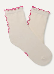 Karsyn Lettuce Edge Quarter Sock in Nimbus/Wood Violet by UGG