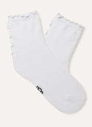 Karsyn Lettuce Edge Quarter Sock in White by UGG