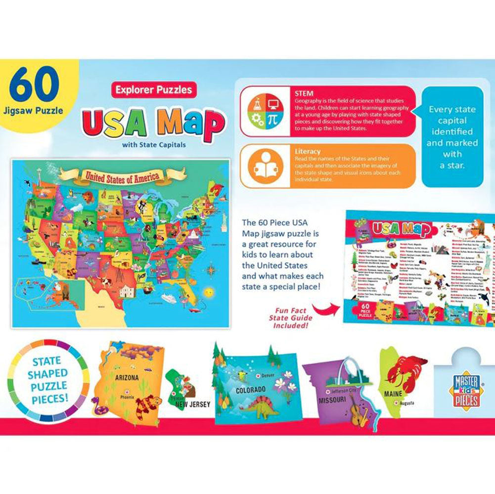USA Map 60 Piece Puzzle by Masterpieces Puzzles