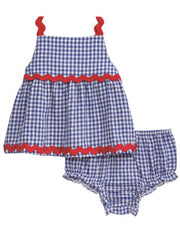 Gingham Ric Rac Pinafore by Mud Pie