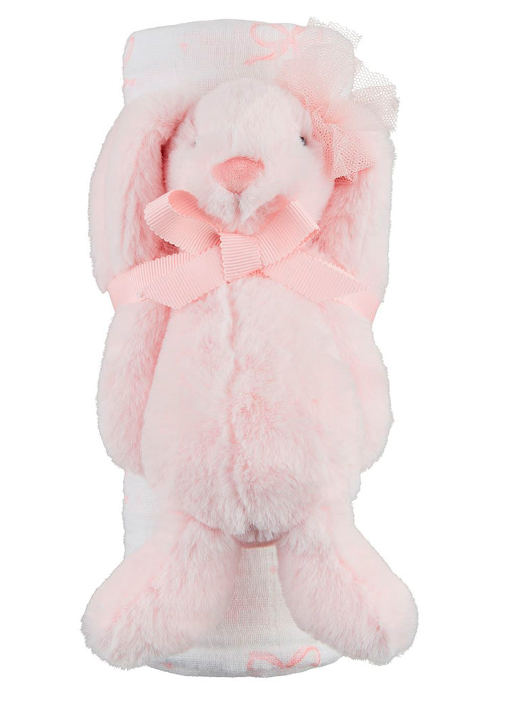 Bow Swaddle and Rattle by Mud Pie