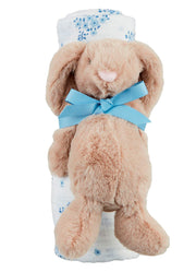 Blue Floral Swaddle Rattle by Mud Pie