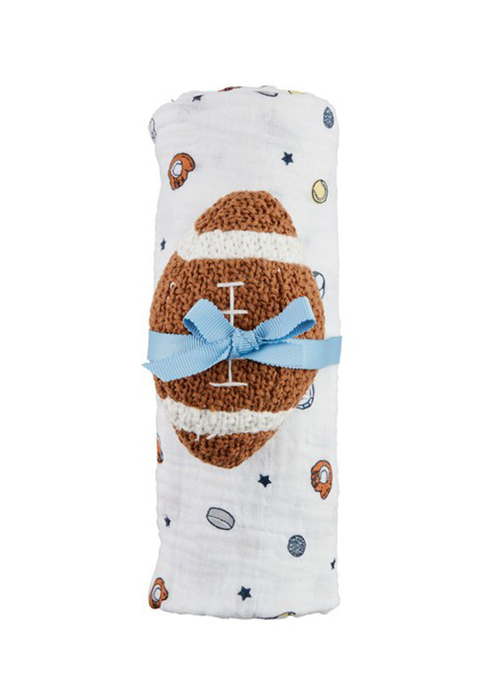 Sports Swaddle and Rattle by Mud Pie