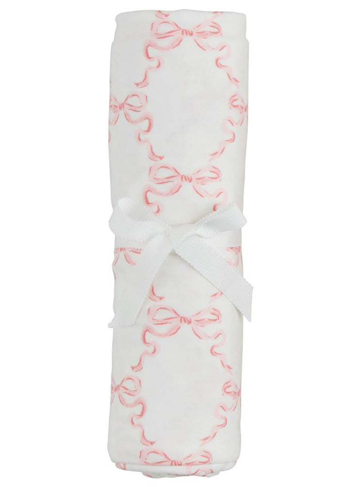 Bow Print Soft Knit Swaddle by Mud Pie