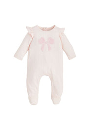 Pink Boucle Bow Sleeper by Mud Pie