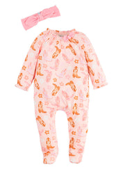 Pink Cowboy Print Sleeper by Mud Pie