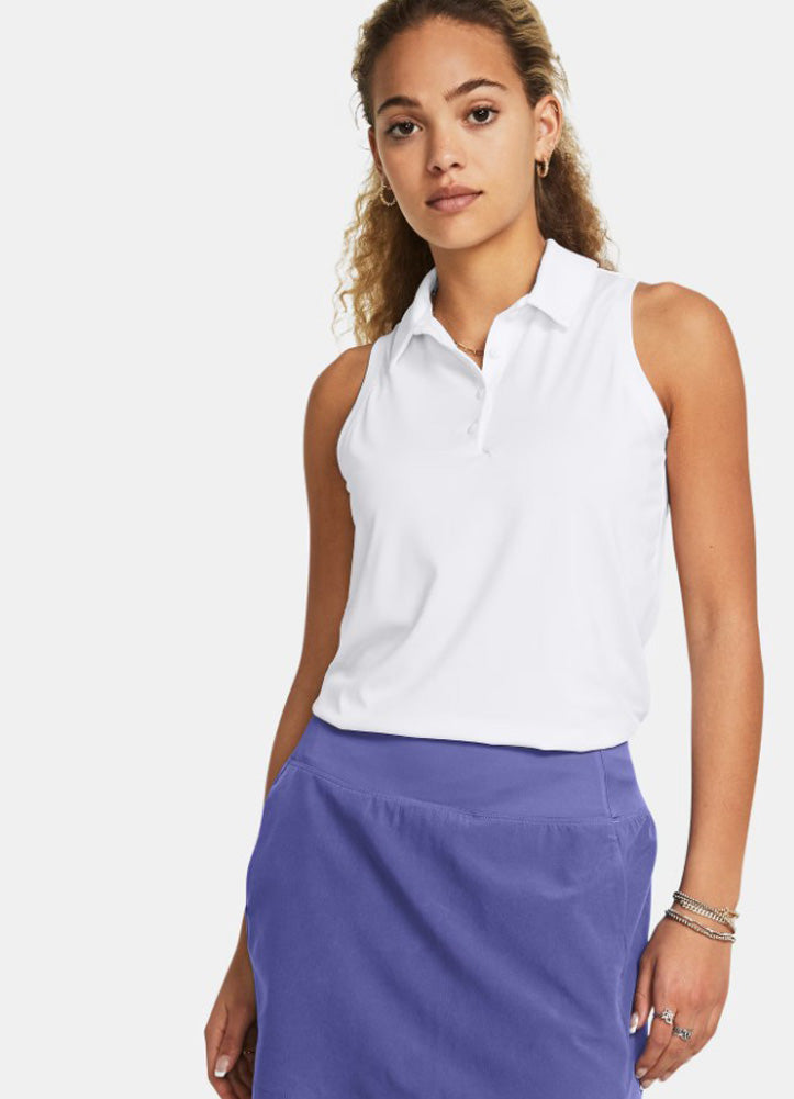 UA Playoff Sleeveless Polo in White by Under Armour