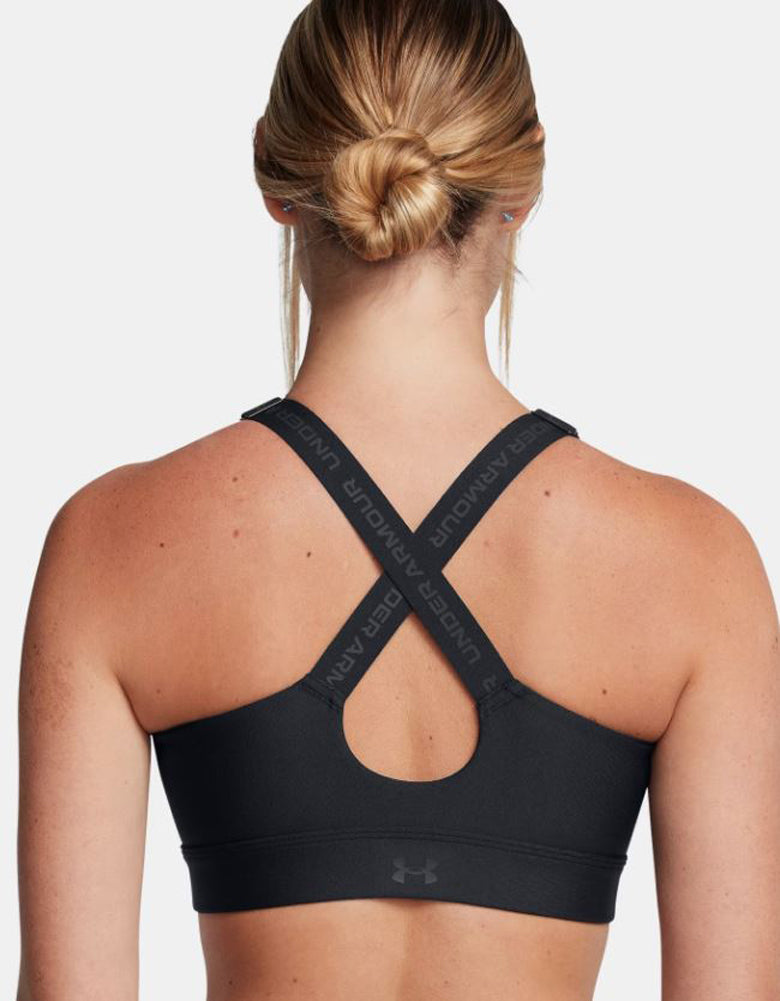 UA Infinity High Zip 2.0 Bra in Black by Under Armour