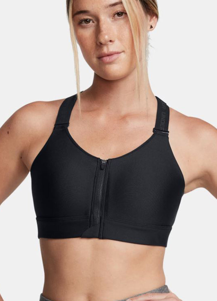 UA Infinity High Zip 2.0 Bra in Black by Under Armour
