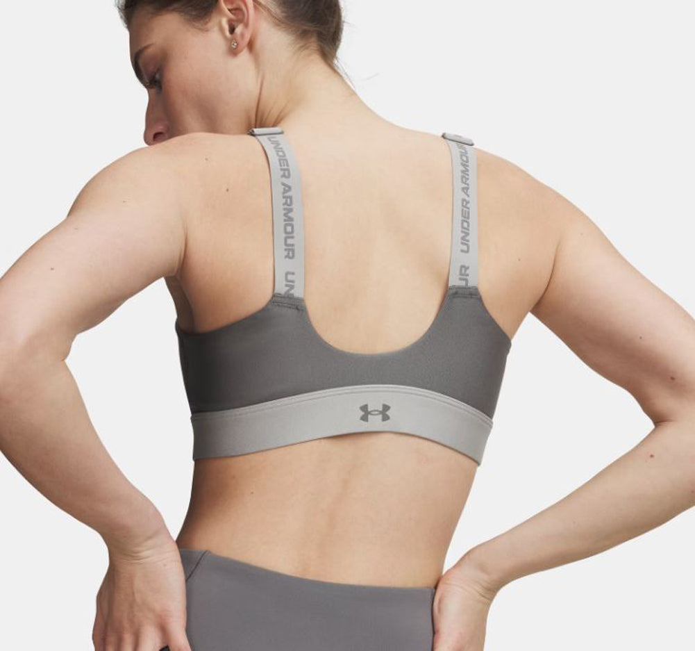 UA Infinity High Zip 2.0 Bra in Green by Under Armour