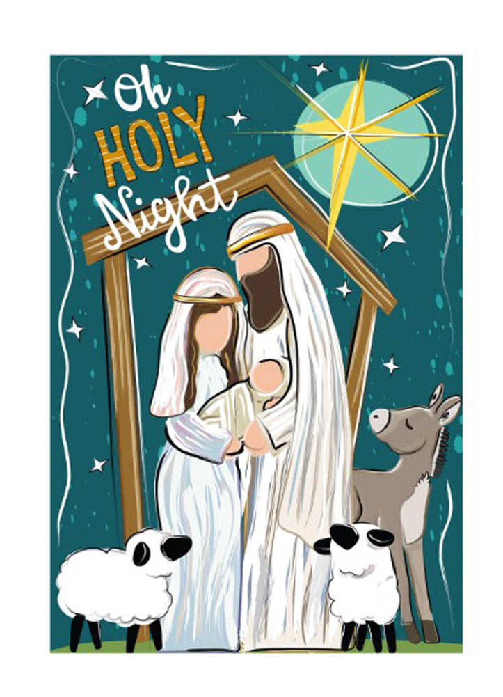 Oh Holy Night Burlap Garden Flag by Evergreen