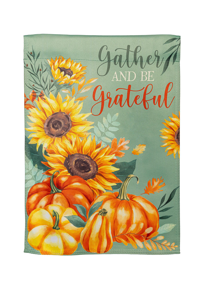 Grateful Gatherings Suede Garden Flag by Evergreen