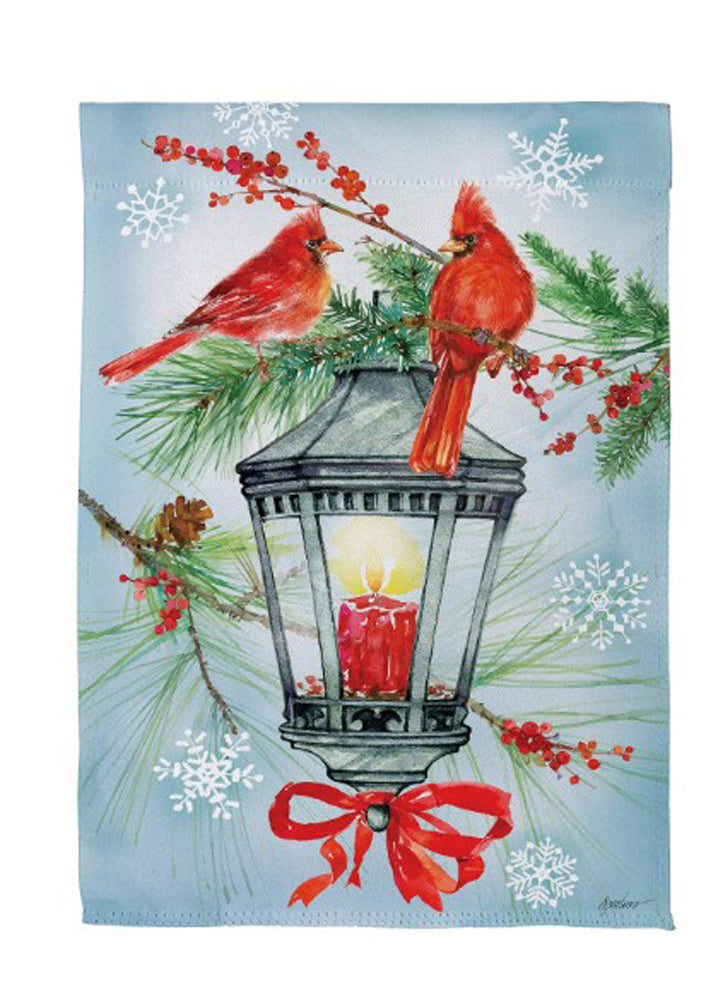 Cardinal Lantern Suede Garden Flag by Evergreen