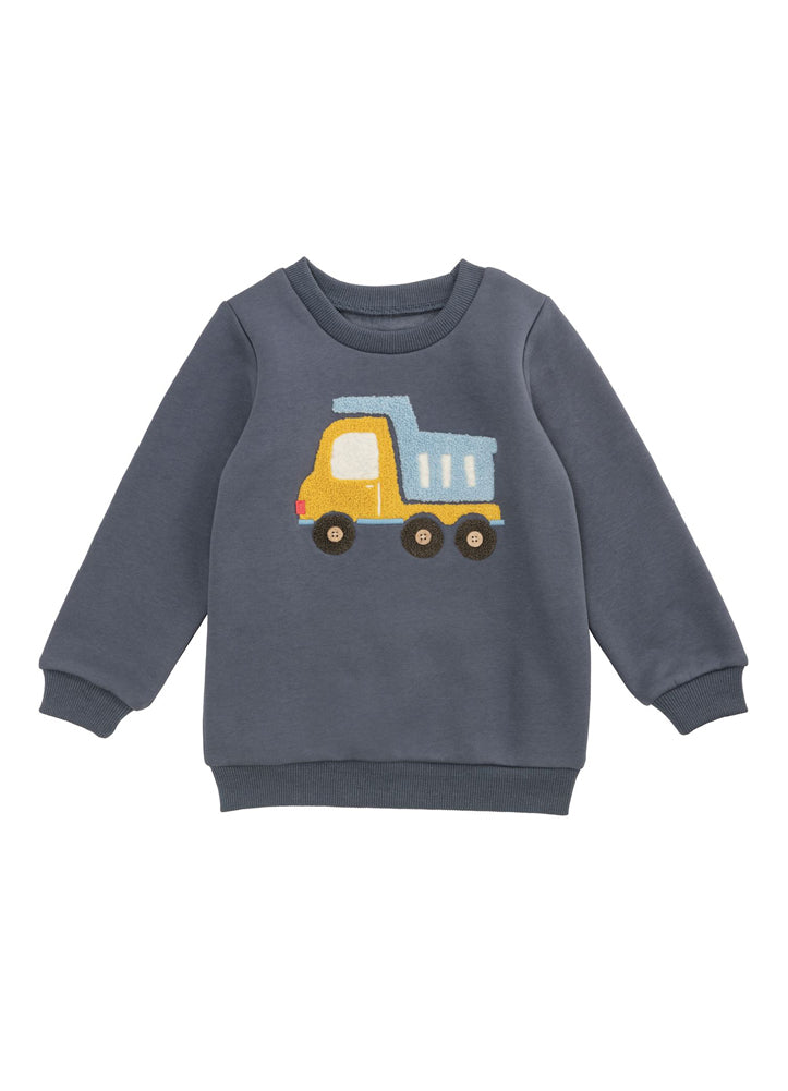 Navy Dumptruck Sweatshirt by Mud Pie