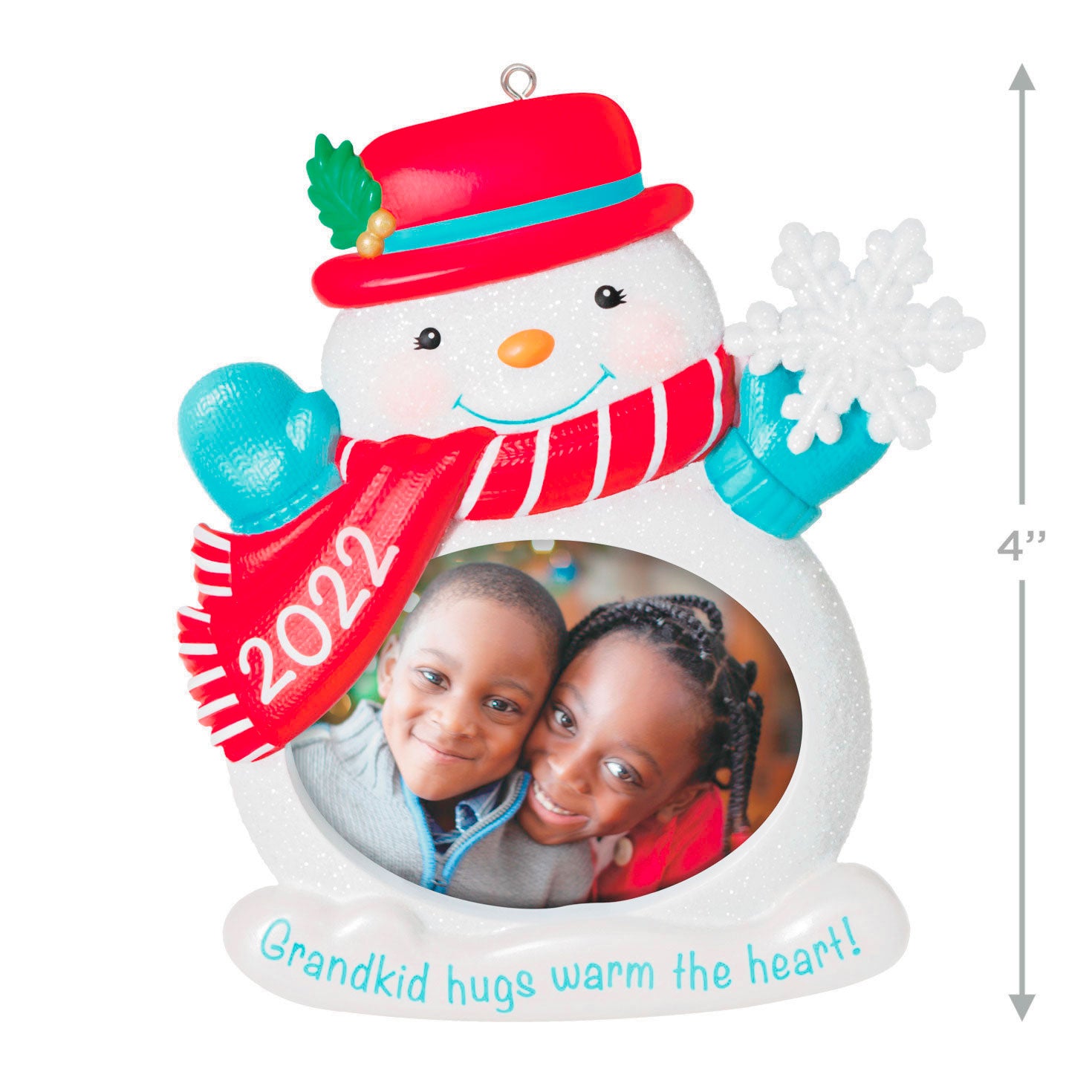 Hallmark Grandkid Hugs Snowman 2022 Photo Frame Ornament