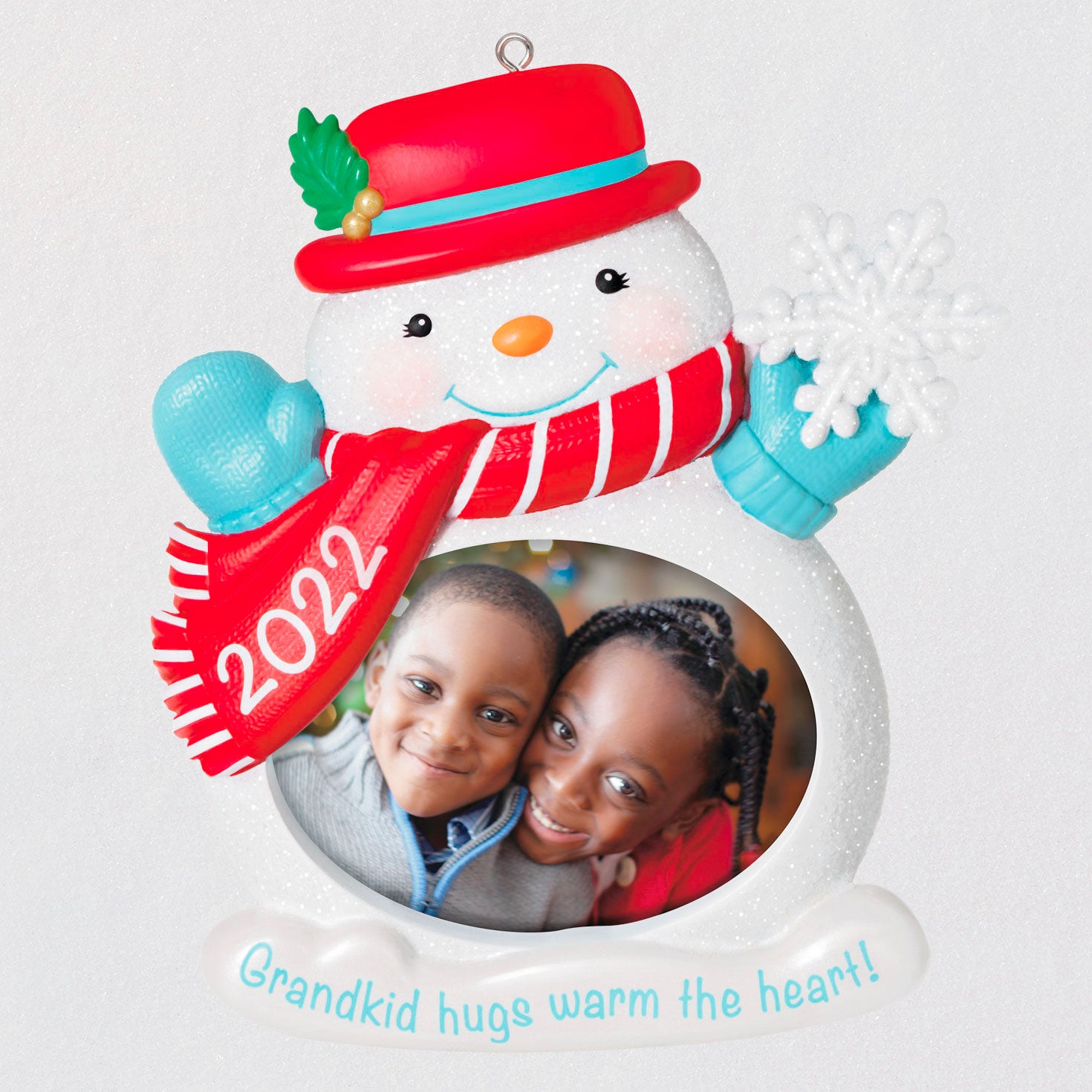 Hallmark Grandkid Hugs Snowman 2022 Photo Frame Ornament