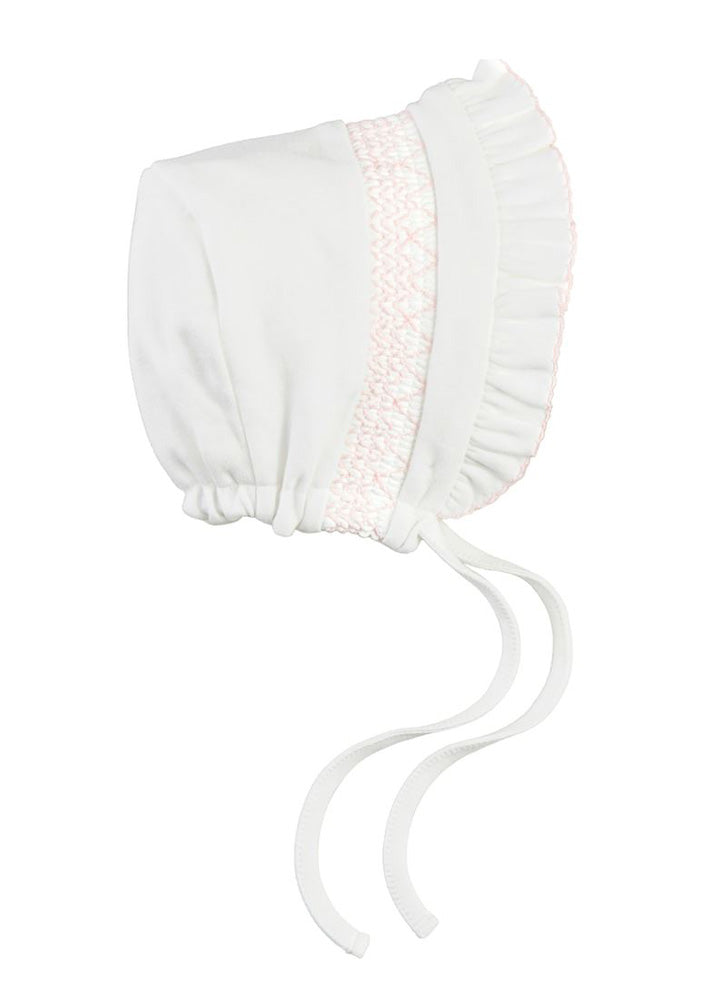 Pink Smocked Bonnet by Mud Pie