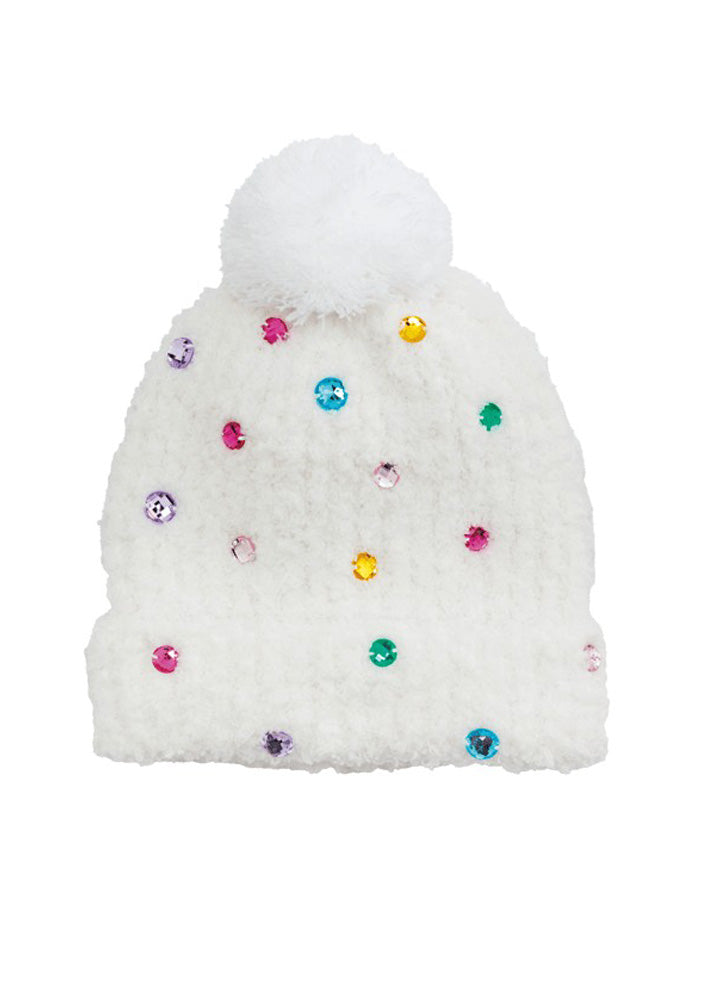 Rainbow Dot Rhinestone Beanie by Mud Pie