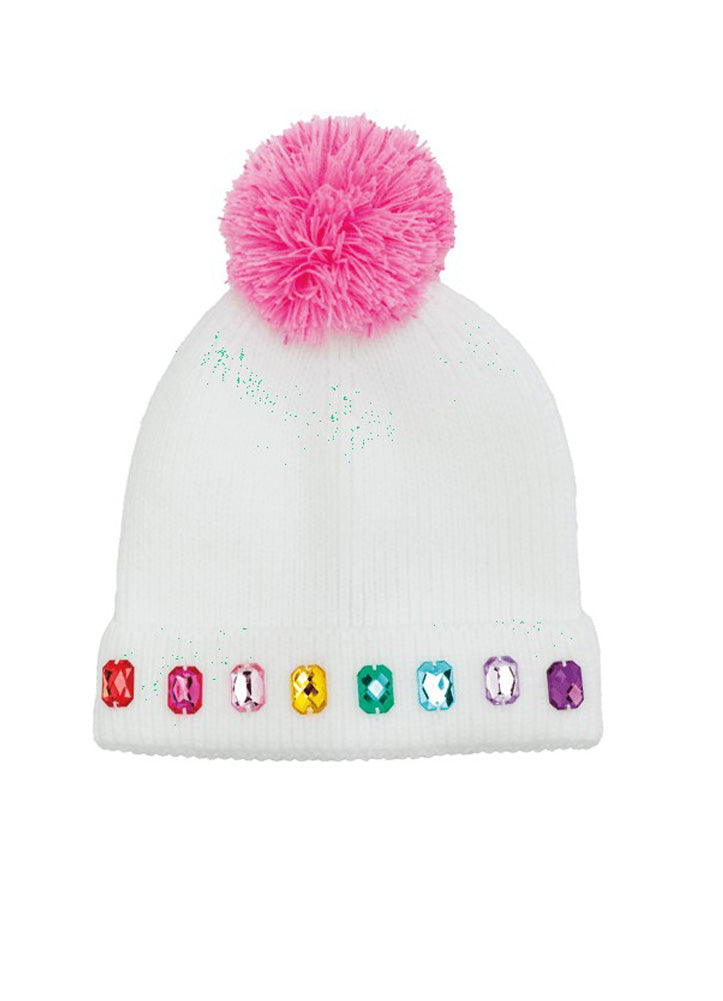 Rainbow Row Rhinestone Beanie by Mud Pie