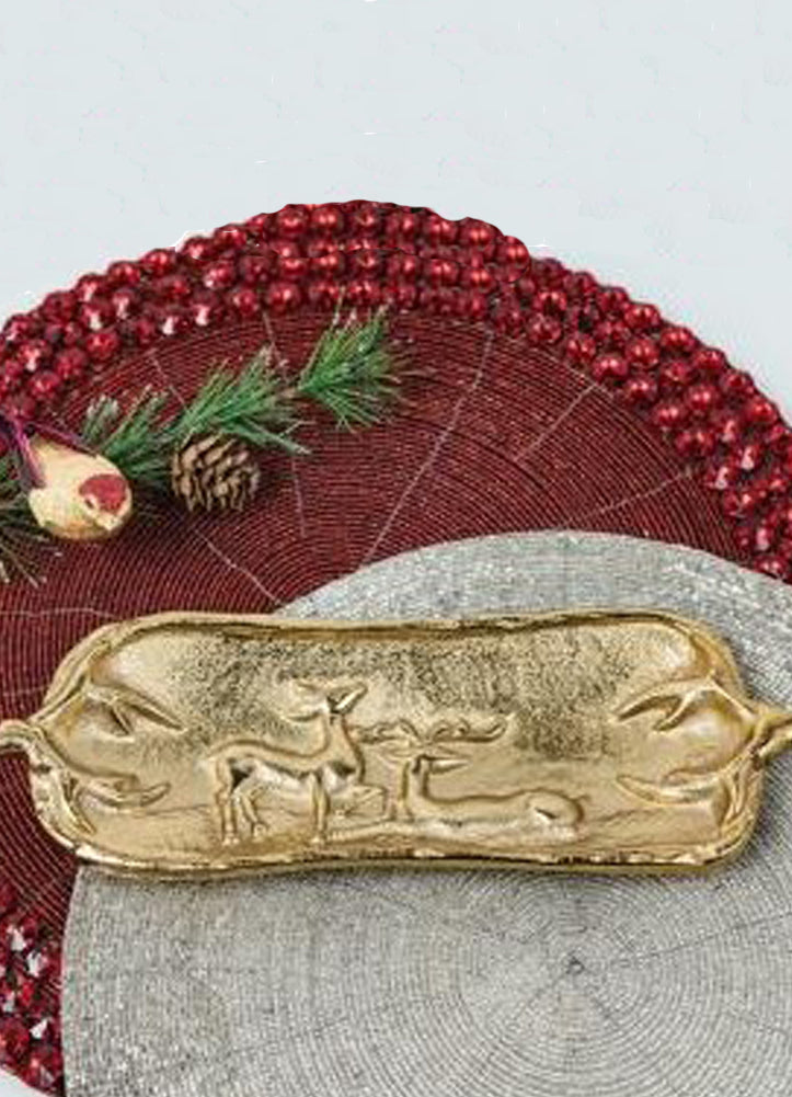 Gilded Rectangle Deer Tray by ihi