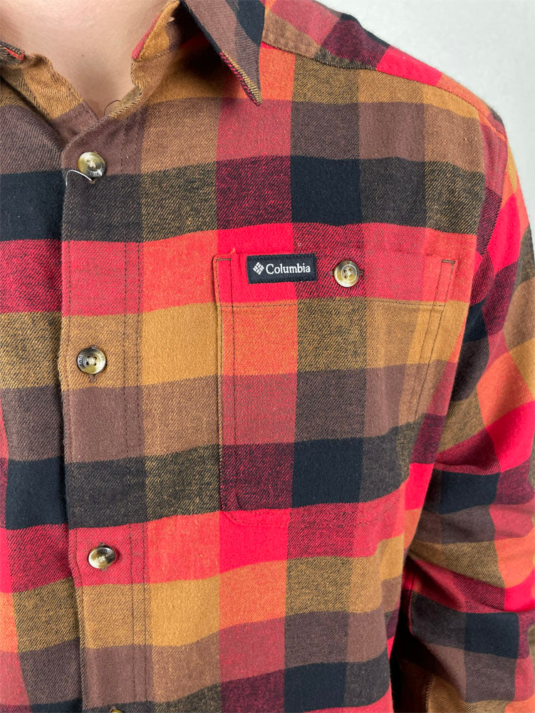 Cornell Woods Flannel LS in Tobacco Multi Buffalo Check by Columbia