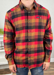 Cornell Woods Flannel LS in Tobacco Multi Buffalo Check by Columbia