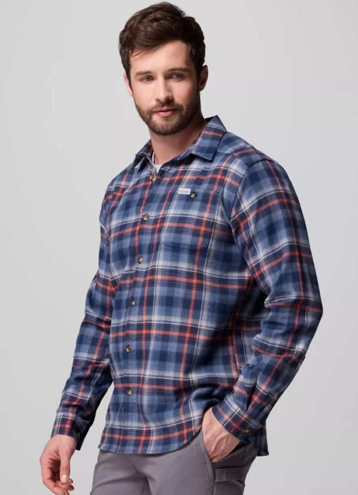 Cornell Woods Flannel LS in Coll Navy Backland Tan by Columbia