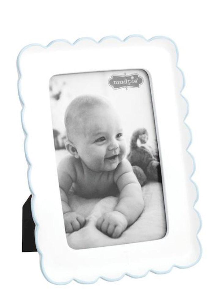 Blue Scalloped Resin Frame by Mud Pie