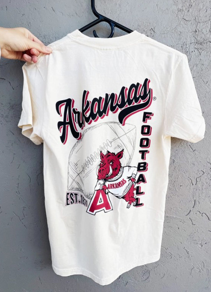 Arkansas Gameday Football SS in Ivory by Southern Trend
