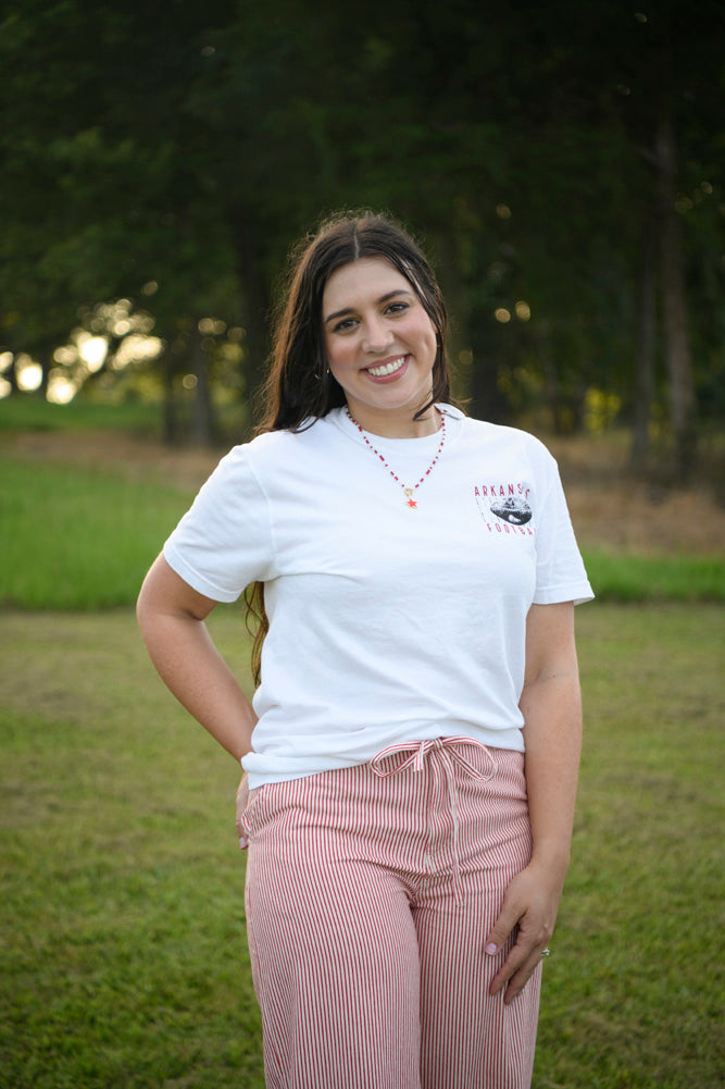 Razorback Football Stadium SS in White by Southern Trend