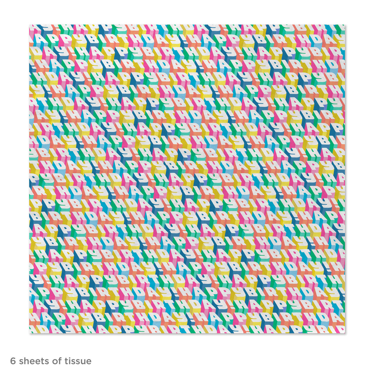 Hallmark Angled All-Caps Happy Birthday Tissue Paper, 6 Sheets