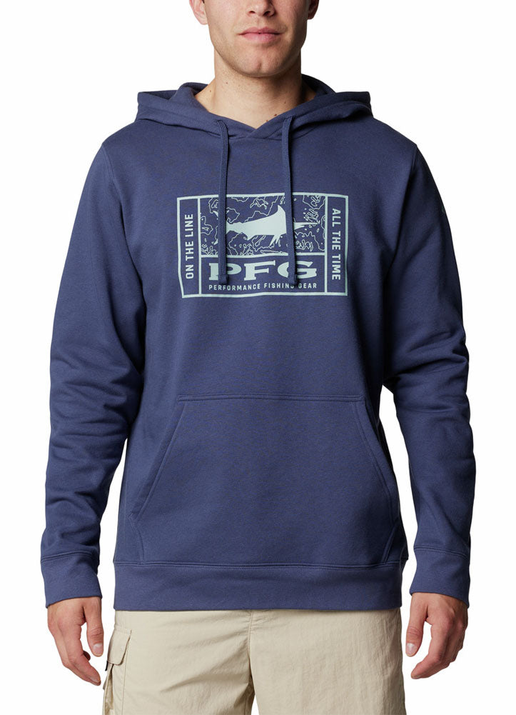 PFG Seasonal Graphic Hoodie Nocturnal Line Time Marlin by Columbia
