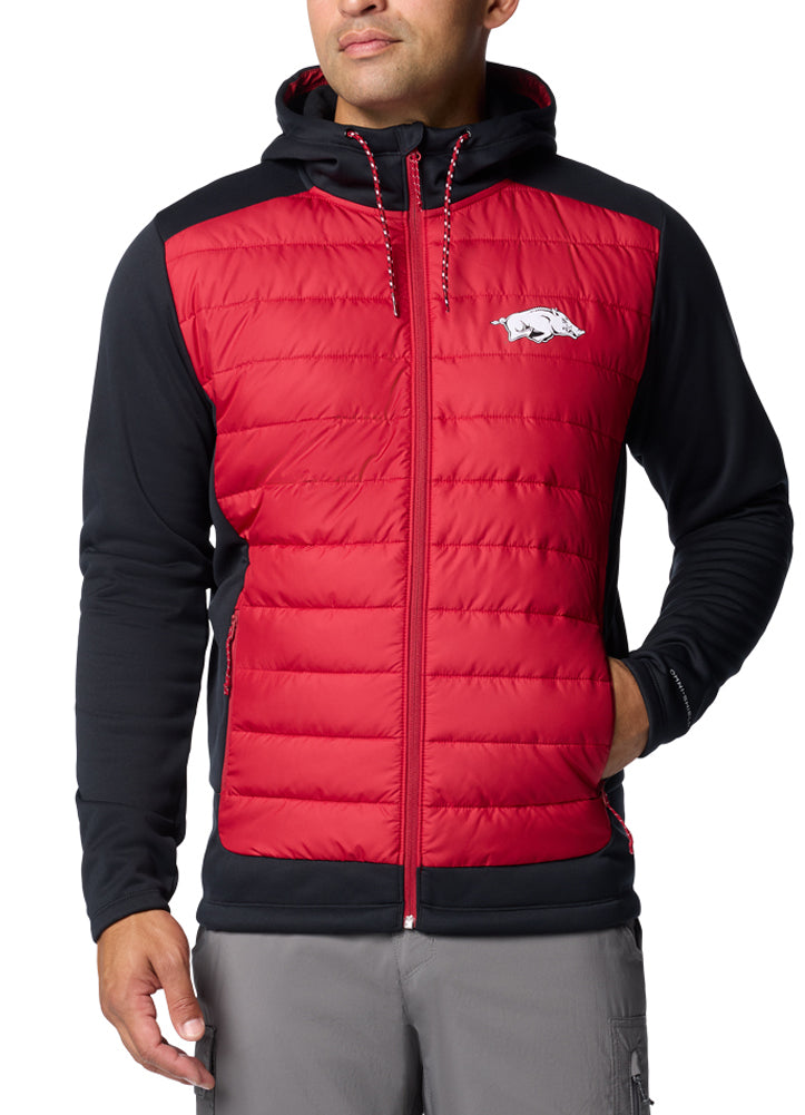 CLG Out Shield Hybrid Hoodie Arkansas in Black/Red Velvet by Columbia