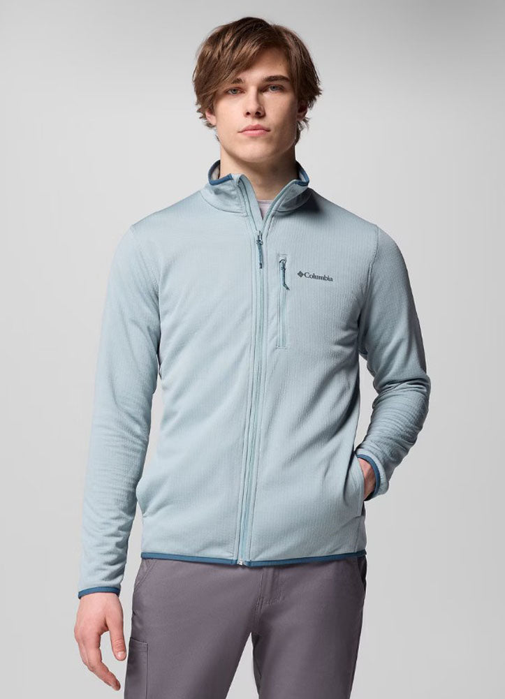 Essential Hike Grid Fleece Full Zip in Crushed Blue by Columbia