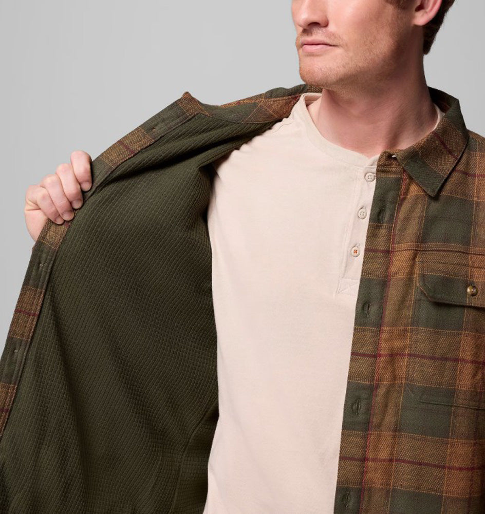 Saddle Point Warm Lined Flannel in Surplus Green Iron Sight Buffalo by Columbia