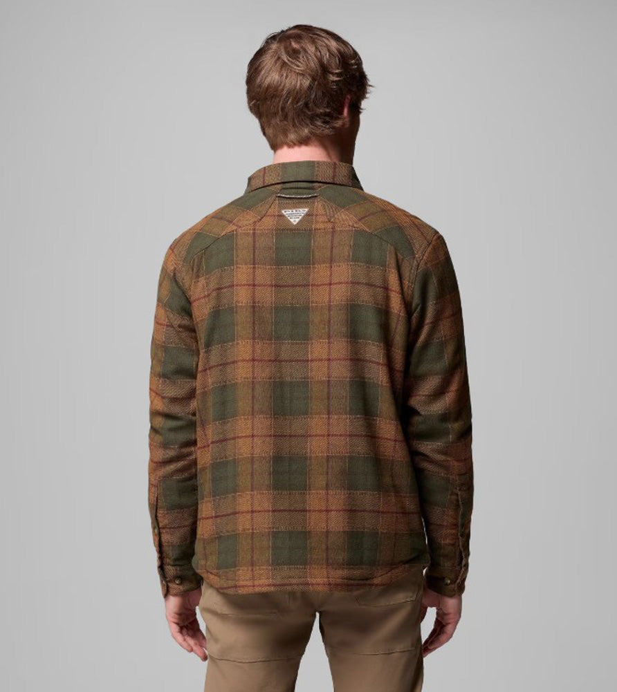 Saddle Point Warm Lined Flannel in Surplus Green Iron Sight Buffalo by Columbia