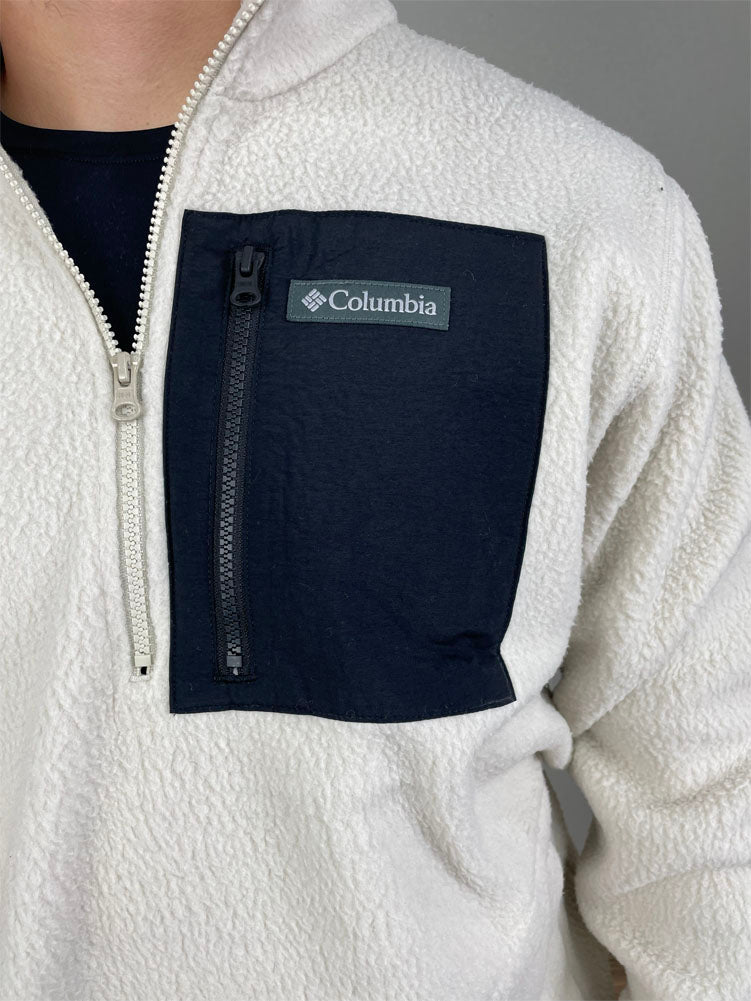 Jasper Ridge Pebbled Half Zip Fleece in Dark Stone/Black by Columbia