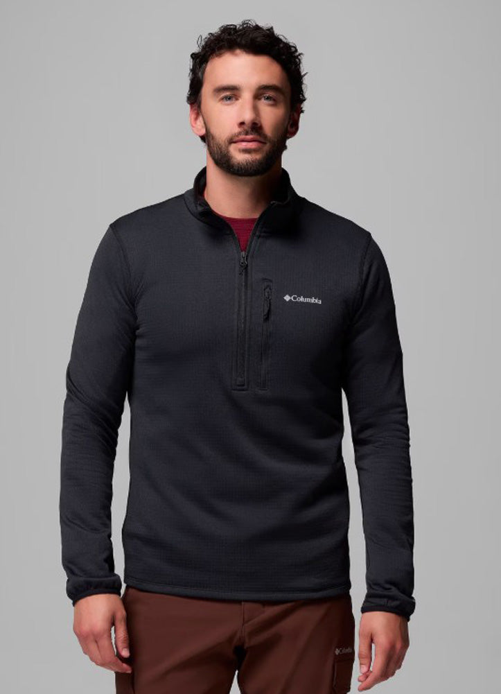 Essential Hike Grid Fleece Half Zip in Black by Columbia