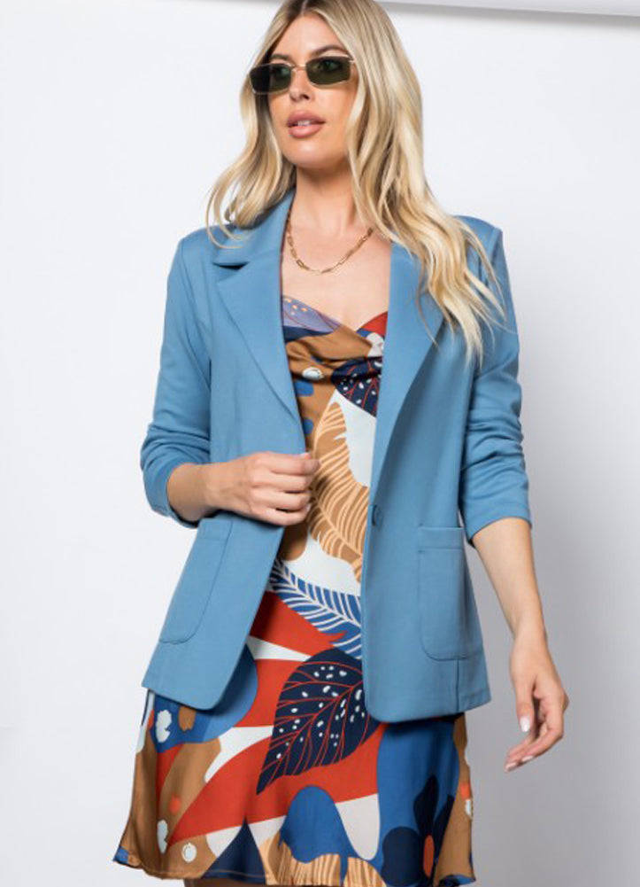 Ponte Blazer w/ Patch Pocket in Light Blie by 26 International