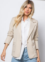 Ponte Blazer w/ Patch Pocket in Light Tan by 26 International