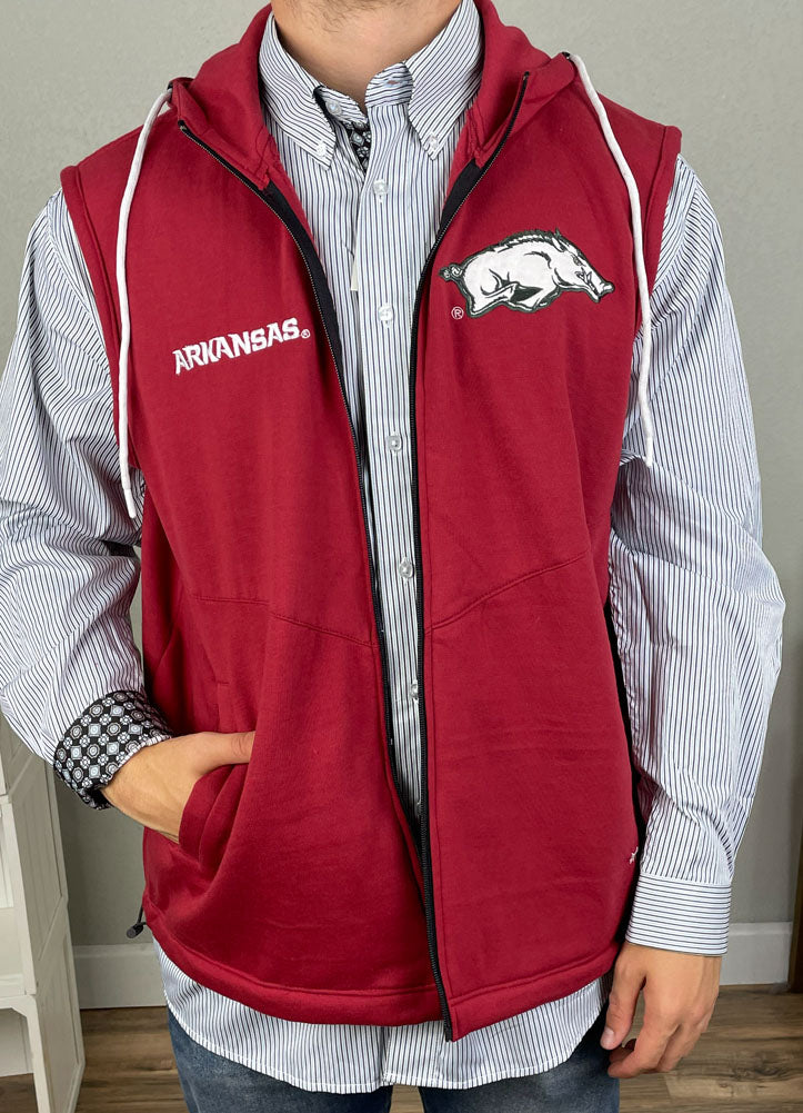 Sleeveless Arkansas Gym Fleece Full Zip by Franchise Club