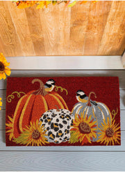 Animal Print Pumpkin Coir Mat by Evergreen