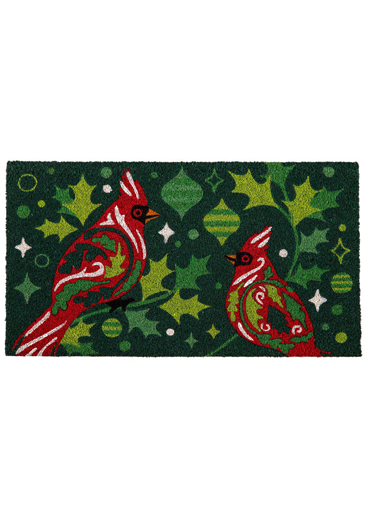 Decorated Cardinal Coir Mat by Evergreen
